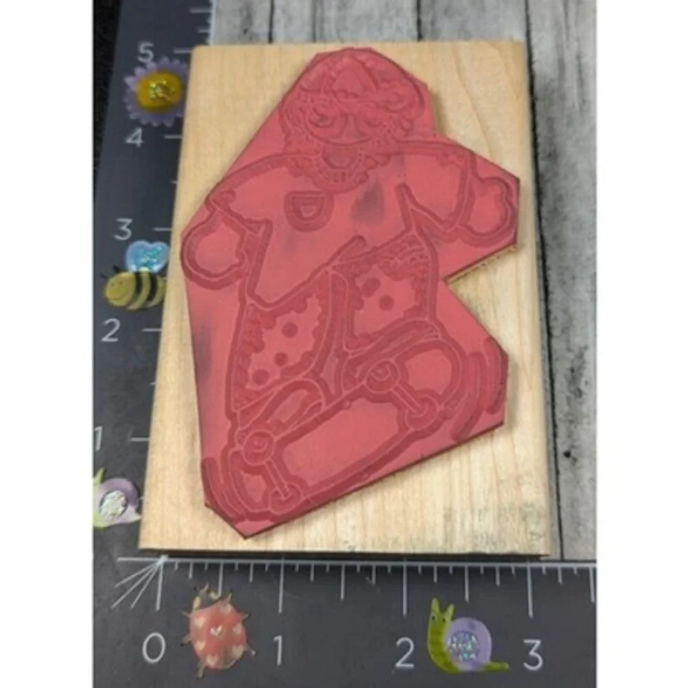Dots Skateboarding Person Boy Folk Art Rubber Stamp Wood #A29